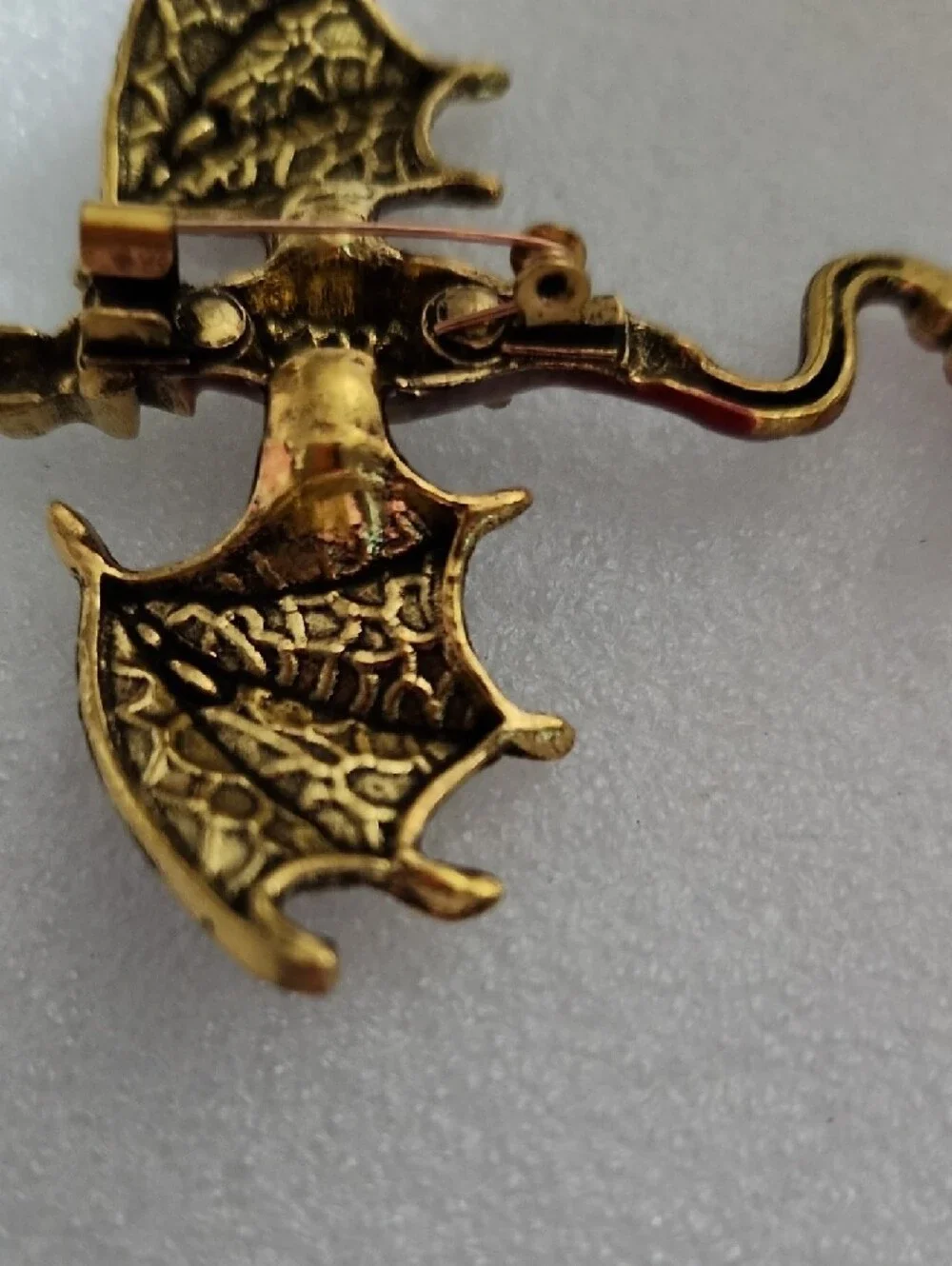 Red Enamel Dragon Wing Brooch